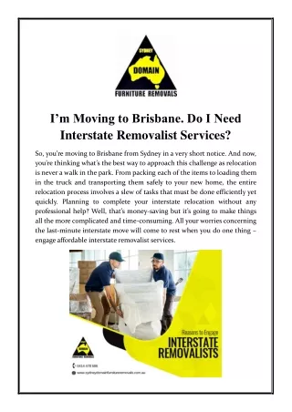 i m moving to brisbane do i need interstate
