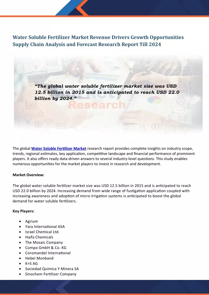 water soluble fertilizer market revenue drivers
