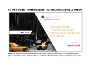 Essential Digital Transformation for Process Manufacturing Operations