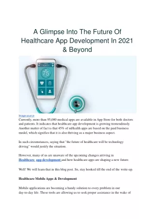 a glimpse into the future of healthcare app development in 2021 beyond