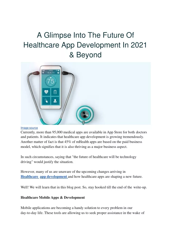 a glimpse into the future of healthcare app development in 2021 beyond