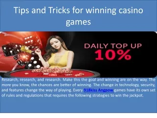 Tips and Tricks for winning casino games