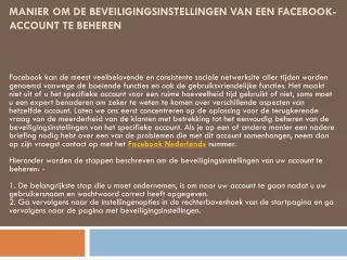 manier om de beveiligingsinstellingen van een facebook account te beheren