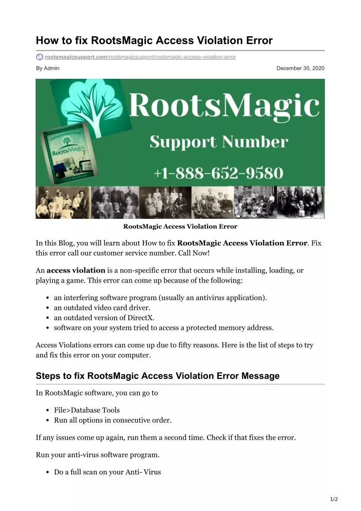 how to fix rootsmagic access violation error