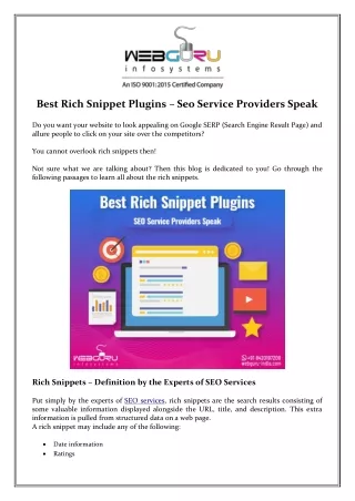 best rich snippet plugins seo service providers