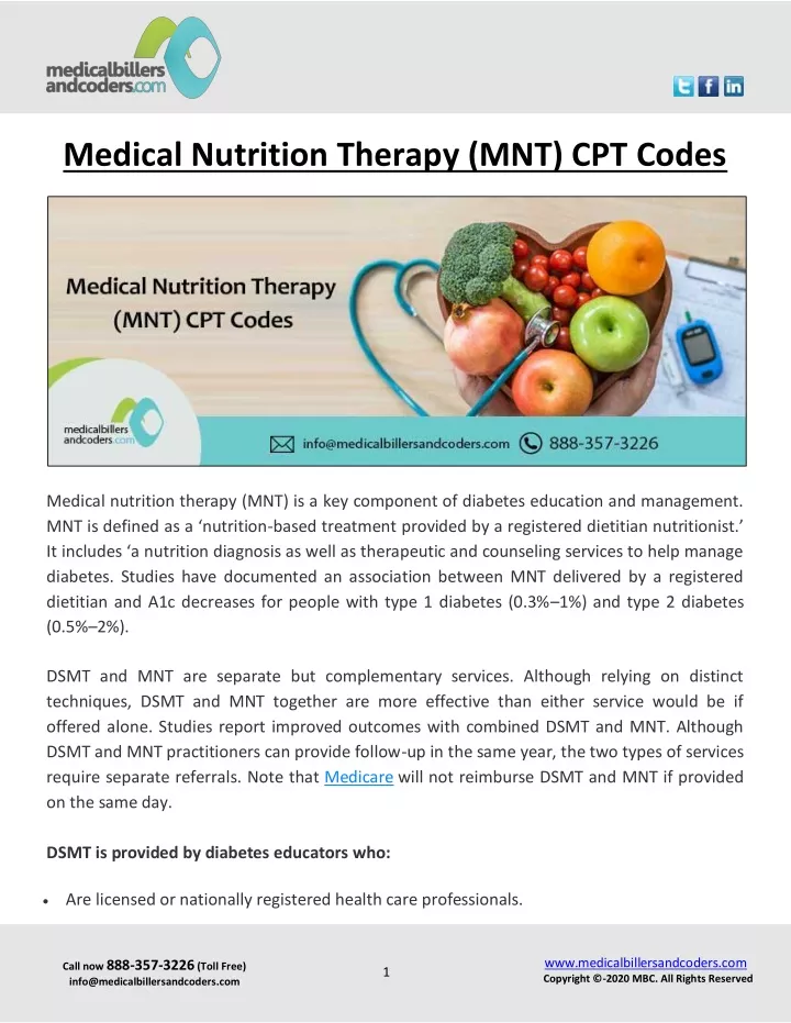 medical nutrition therapy mnt cpt codes
