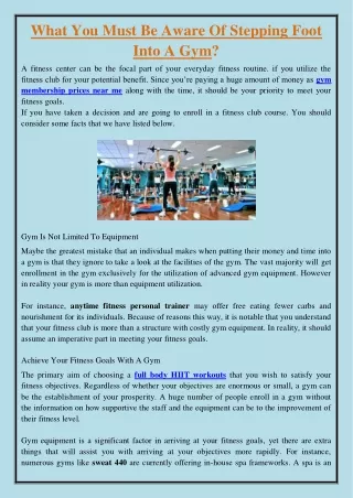 what you must be aware of stepping foot into a gym