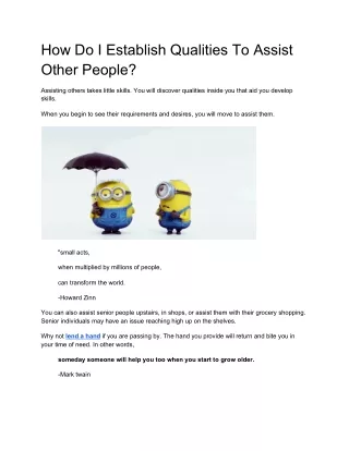 How Do I Establish Qualities To Assist Other People?