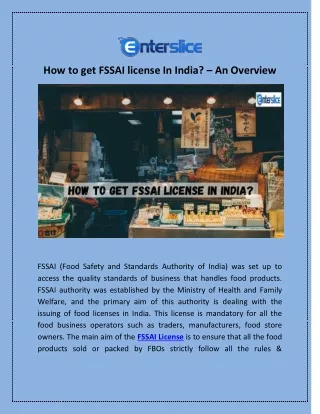 How to get FSSAI license In India?
