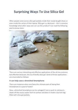 Surprising Ways To Use Silica Gel