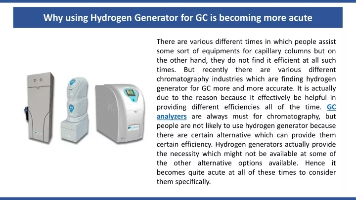why using hydrogen generator for gc is becoming