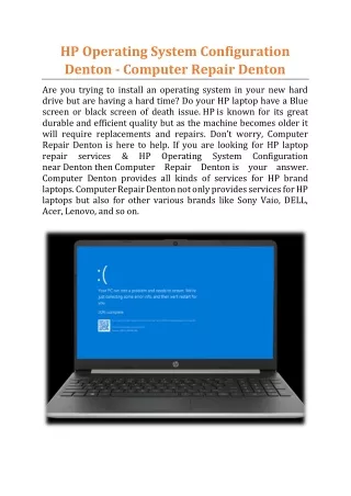 hp operating system configuration denton computer