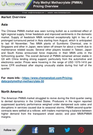 poly methyl methacrylate pmma pricing overview
