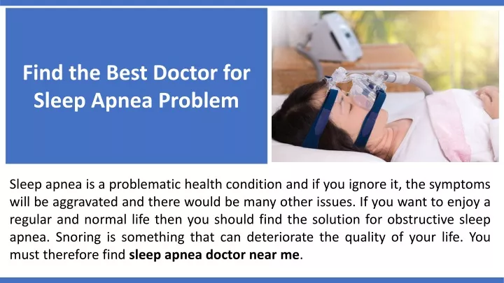 find the best doctor for sleep apnea problem