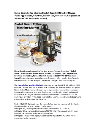 global steam coffee machine market report 2020