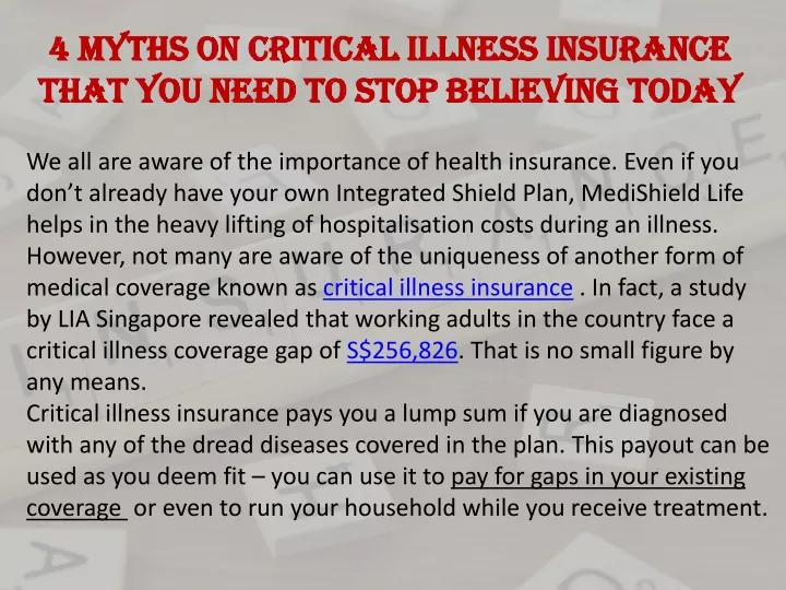 4 myths on critical illness insurance that