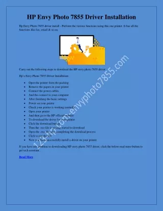hp envy photo 7855 driver installation
