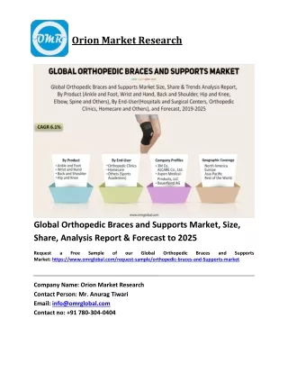 Global Orthopedic Braces and Supports Market Trends, Size, Competitive Analysis and Forecast 2019-2025