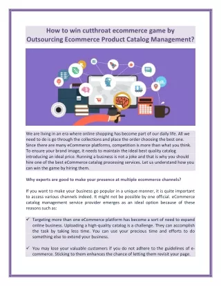 How to win cutthroat ecommerce game by Outsourcing Ecommerce Product Catalog Management?