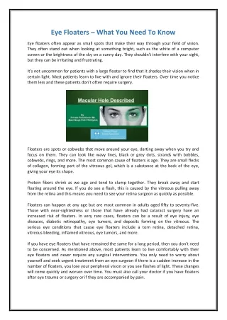 eye floaters what you need to know