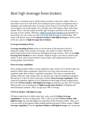 Best high leverage forex brokers