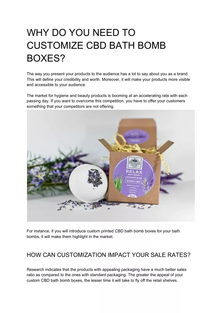 why do you need to customize cbd bath bomb boxes