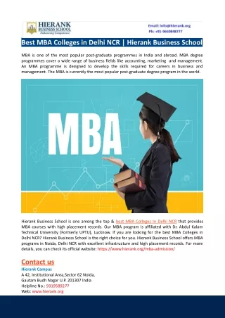 Top MBA Colleges in Delhi NCR-Hierank Business School