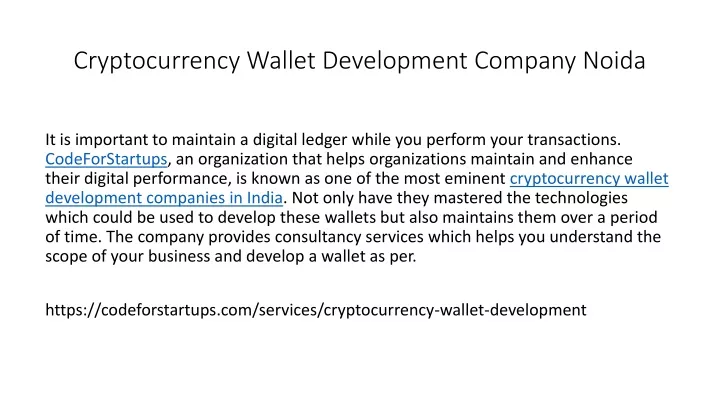 cryptocurrency wallet development company noida
