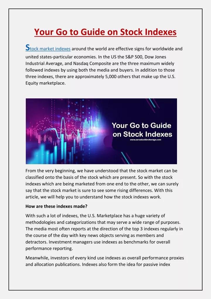 your go to guide on stock indexes