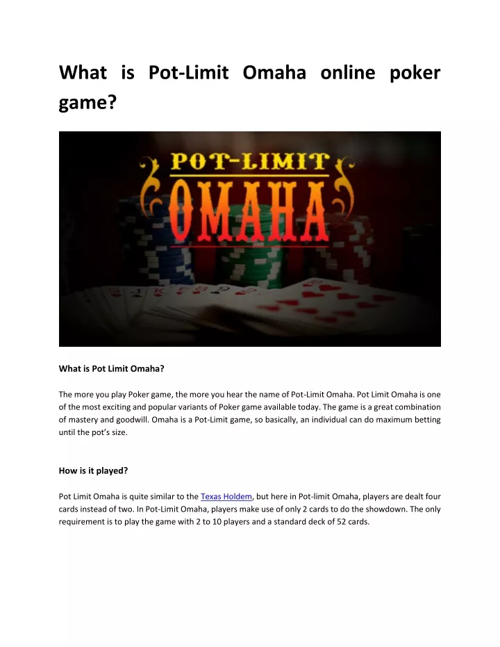 what is pot limit omaha online poker game