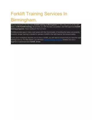 forklift training services in birmingham