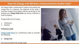 How do Energy and Wireless Communication Audits help?