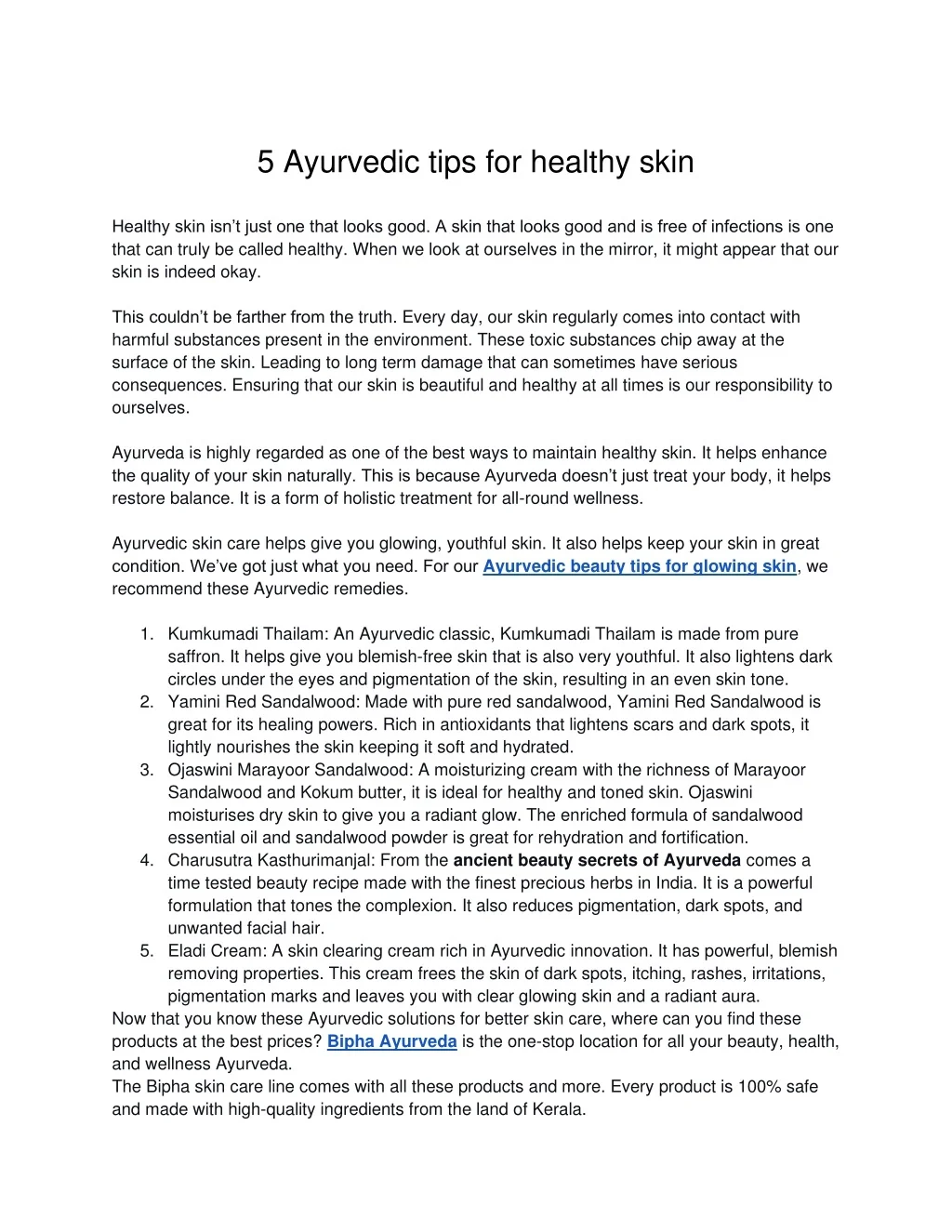 PPT - 5 Ayurvedic tips for healthy skin PowerPoint Presentation, free ...