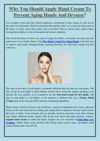why you should apply hand cream to prevent aging