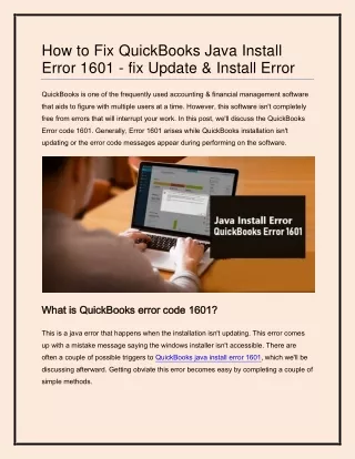 how to fix quickbooks java install error 1601