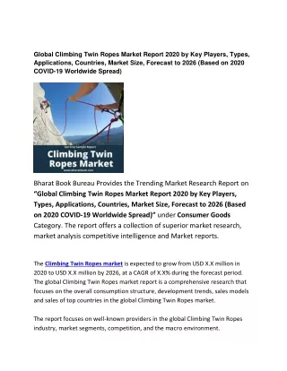global climbing twin ropes market report 2020