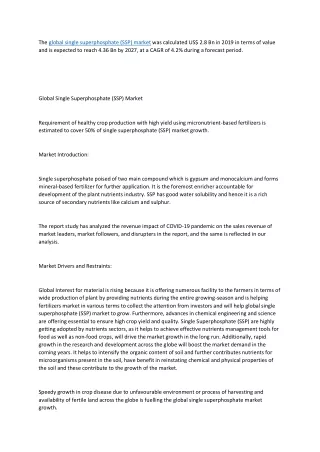 the global single superphosphate ssp market