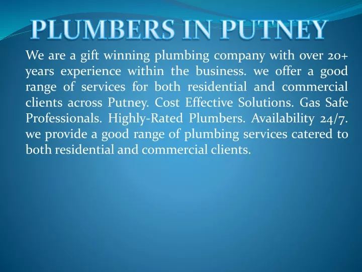 plumbers in putney