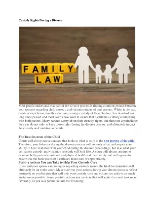 Custody Rights During a Divorce