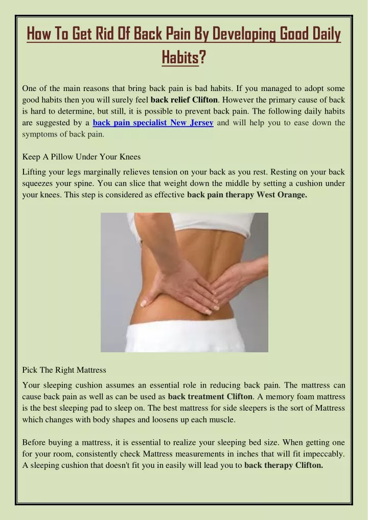 how to get rid of back pain by developing good
