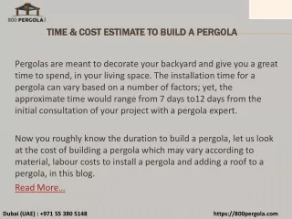 Time & Cost Estimate to build a Pergola