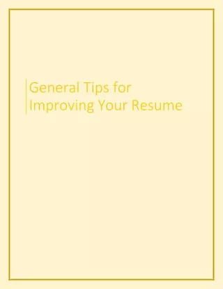 General Tips for Improving Your Resume