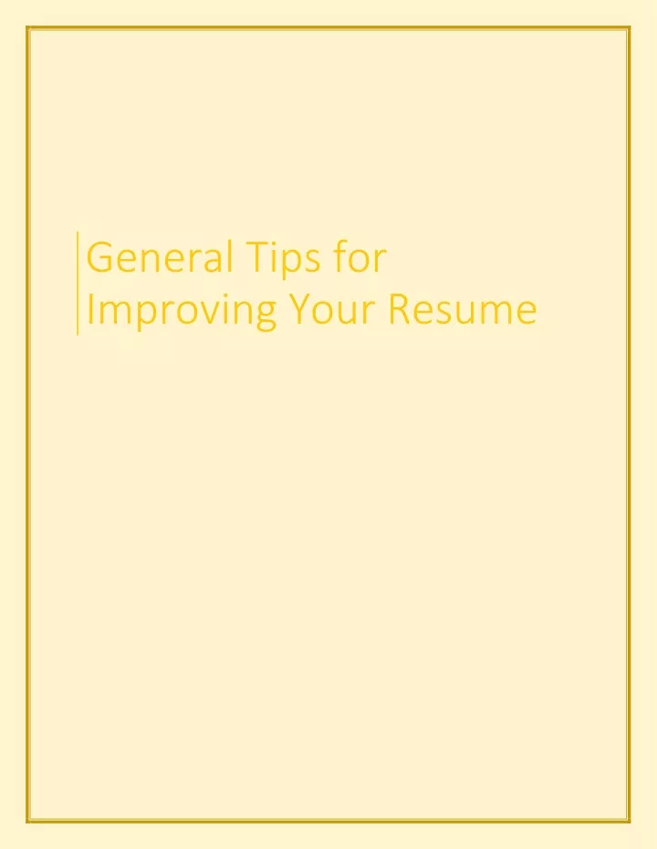 general tips for improving your resume