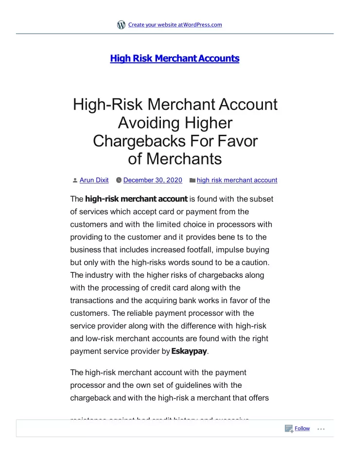 high risk merchant account avoiding higher chargebacks for favor of merchants