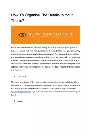 how to organise the details in your thesis