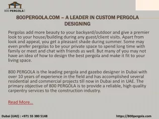 800PERGOLA.COM – A Leader in Custom Pergola Designing