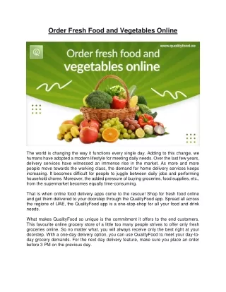 Order Fresh Food and Vegetables Online