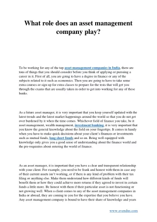what role does an asset management company play