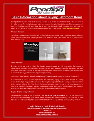 Basic Information about Buying Bathroom Items