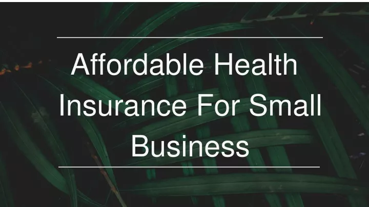 affordable health insurance for small business